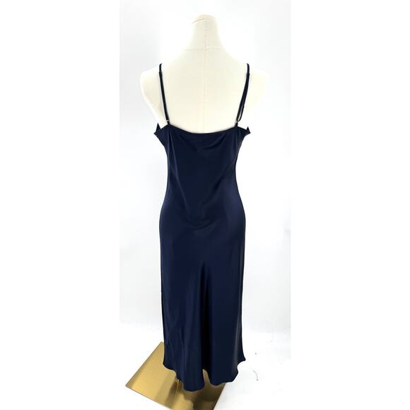 Quince Silk Slip Dress Navy Blue Sleeveless Sheath Washable Silk Midi M NWOT - Picture 5 of 9